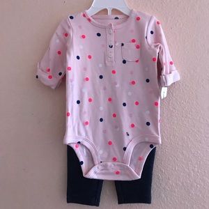 Baby 3/4 button up bottom shirt with pants